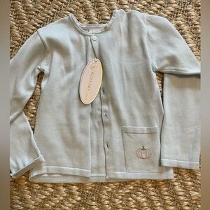 Lullaby Set embroidered pumpkin cardigan sweater blue size 5 NWT